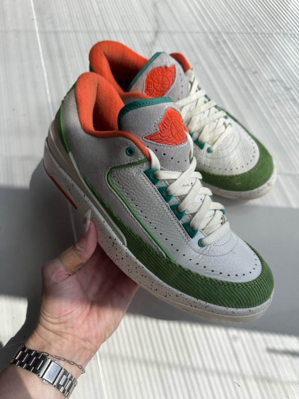 Nike Air Jordan 2 Low Melon Tint Green Orange Sneakers Mens 9.5